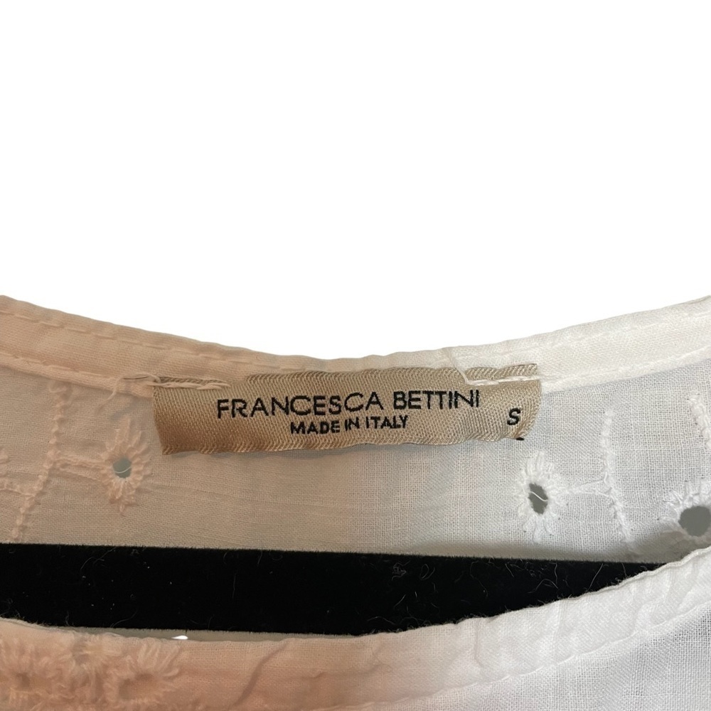 Francesca Bettini Made In Italy 100% Linen Eyelet Detailed Top Sz. S - Picture 7 of 10